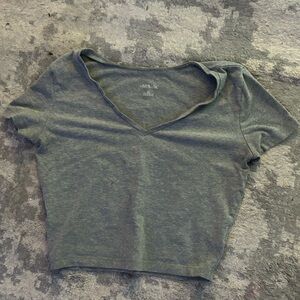 Women's Gray V-Neck Top